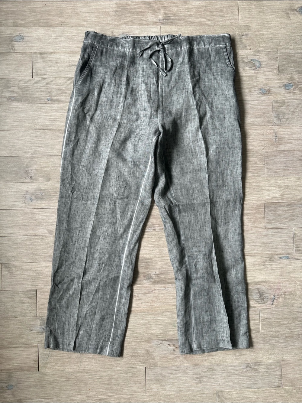Blu No 9 100% Linen Straight-Leg Pants - Gray XL‎